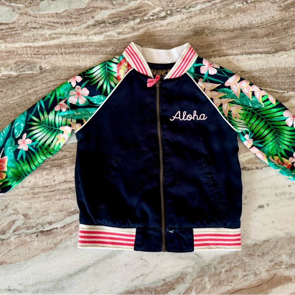 Aloha Floral Sleeve Bomber Jacket